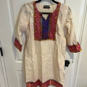 Indian blue/purple and cream white kurti with matching dupatta